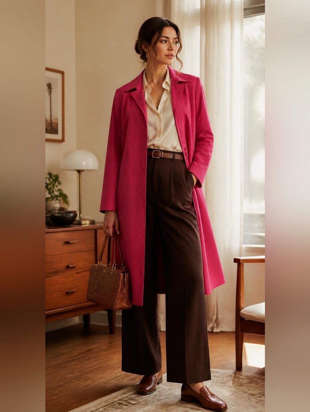 Vintage CLASSIQUES ENTIER Bright Pink Cotton Topper Trench Coat